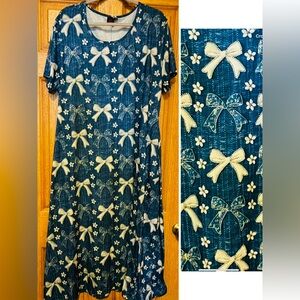 ✨NWOT Rebel Raven Short-Sleeved Maxi w Denim, Bow, & Floral Pattern + Pockets